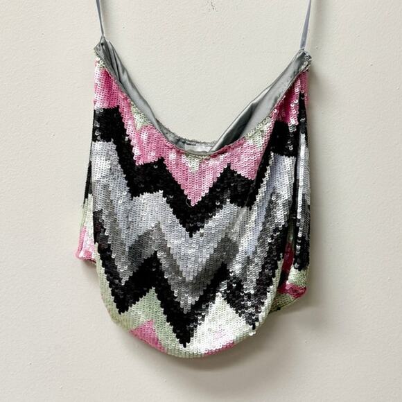 Parker Silk Zigzag Embellished Sequin Low Rise Mini Skirt Multi Women's Size S